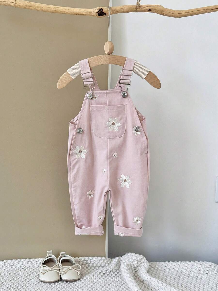 Ležerne svetloplave pantalone za bebe devojčice sa vezom sitnih cvetova
