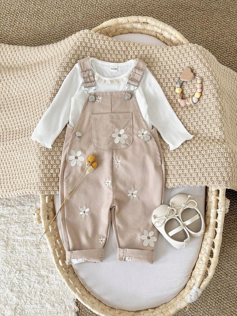 Ležerne svetloplave pantalone za bebe devojčice sa vezom sitnih cvetova