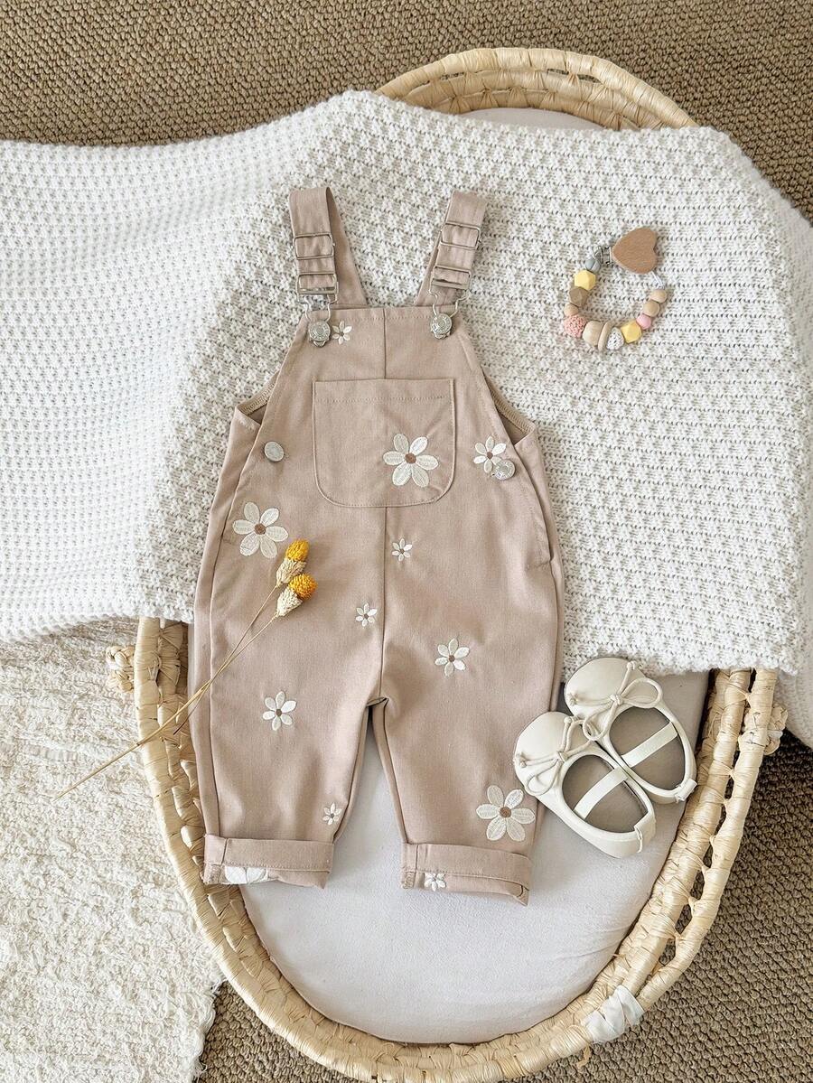 Ležerne svetloplave pantalone za bebe devojčice sa vezom sitnih cvetova