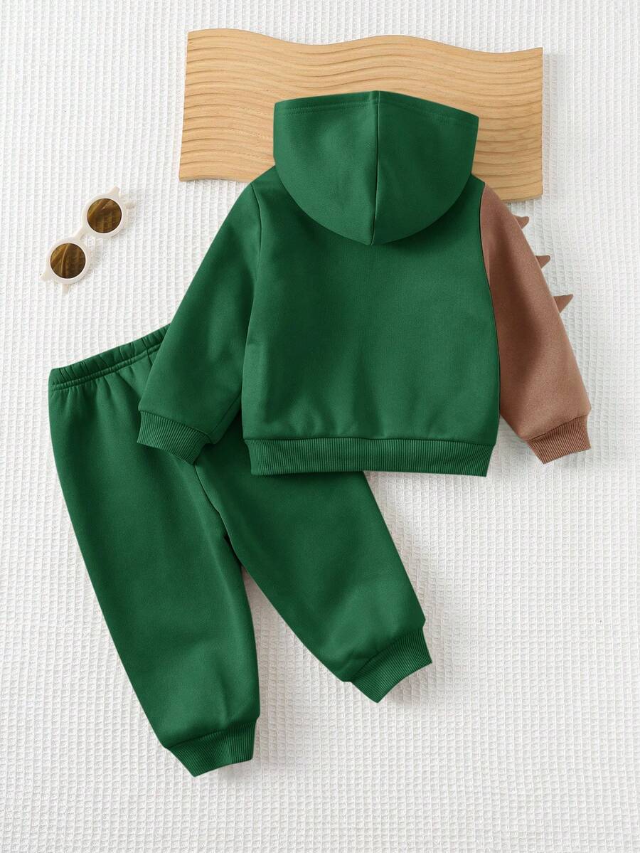 Set od 2 komada za bebe dečaka sa crtanom dinosaurus grafikom i kapuljačom