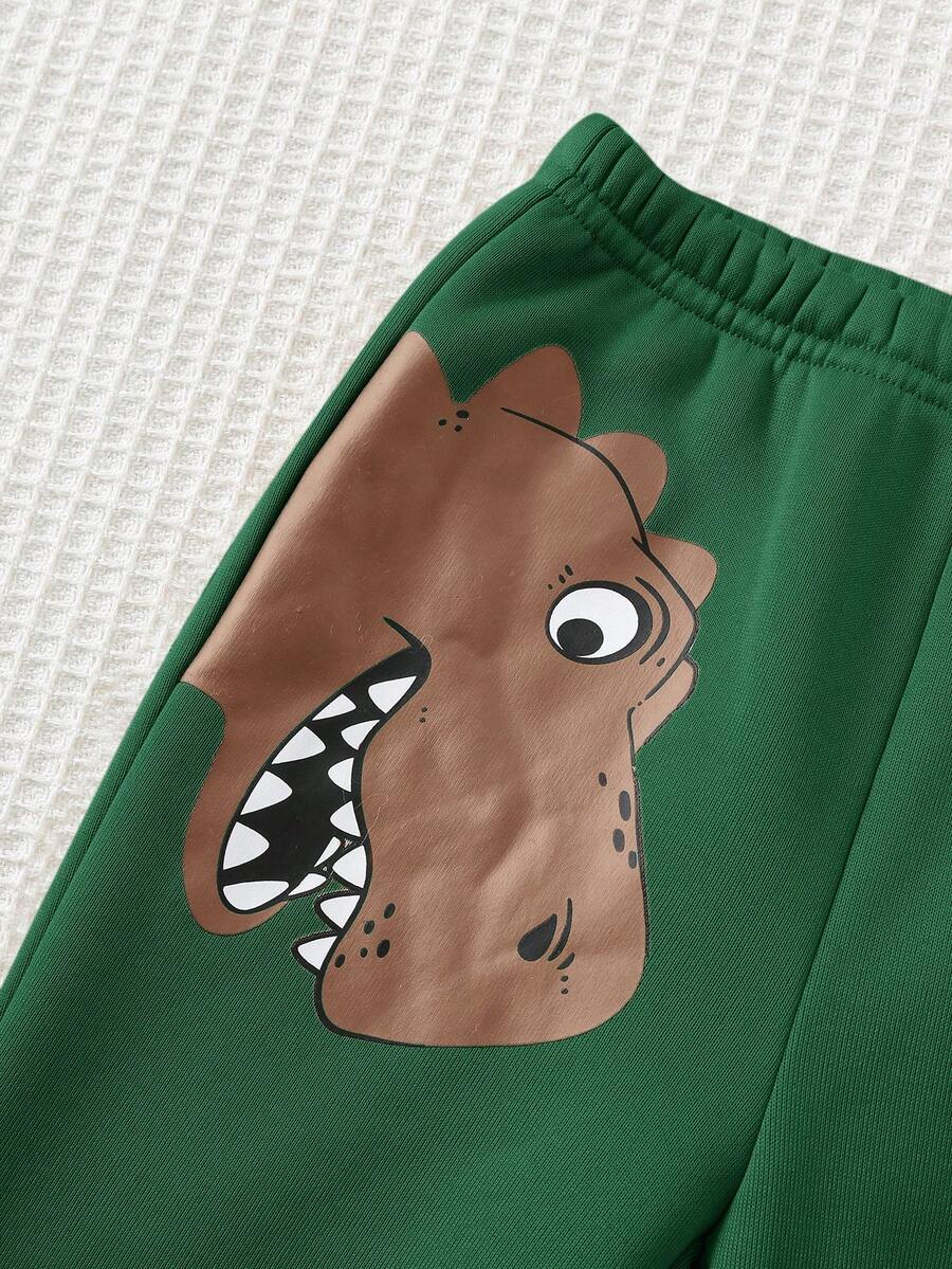 Set od 2 komada za bebe dečaka sa crtanom dinosaurus grafikom i kapuljačom