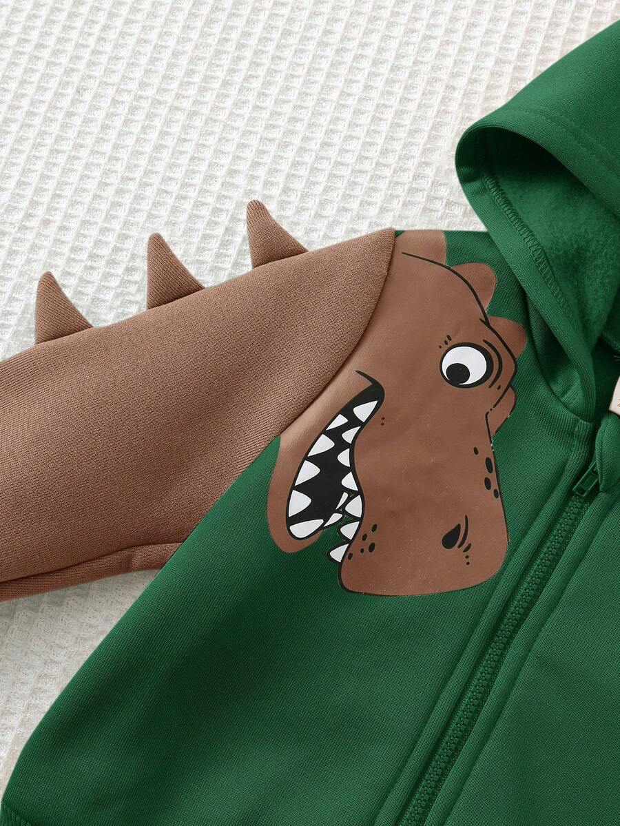 Set od 2 komada za bebe dečaka sa crtanom dinosaurus grafikom i kapuljačom