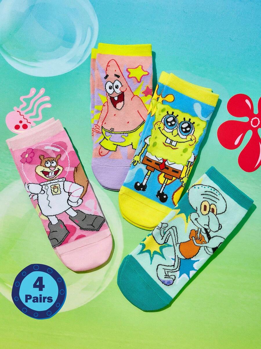 SpongeBob SquarePants 4 para slatkih ženskih kratkih čarapa