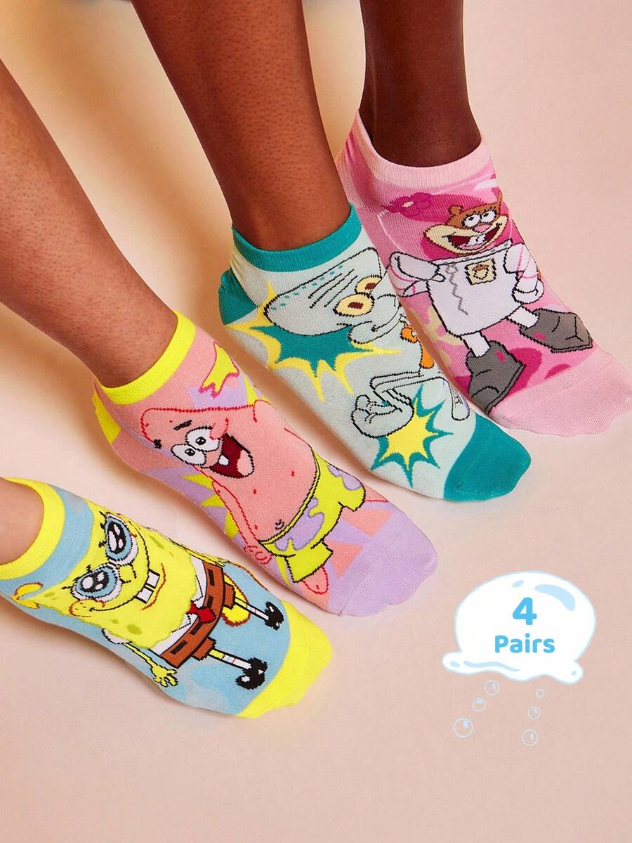 SpongeBob SquarePants 4 para slatkih ženskih kratkih čarapa