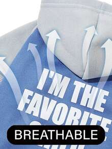 LUCKIE LABO 1pc Patchwork Minimalist "I'M THE FAVORITE CHILD" Slogan Print Cat & Dog Polyester Hoodie, Flea Resistant, Shed Reducing, Warm & Breathable, Suitable For Indoor & Outdoor Pets