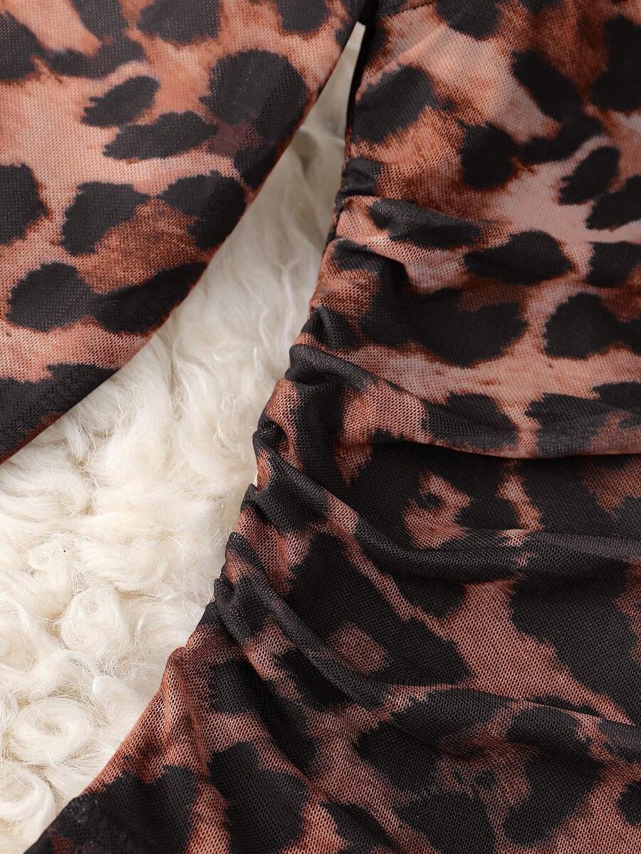 Ženski modni providni mrežasti body sa leopard printom