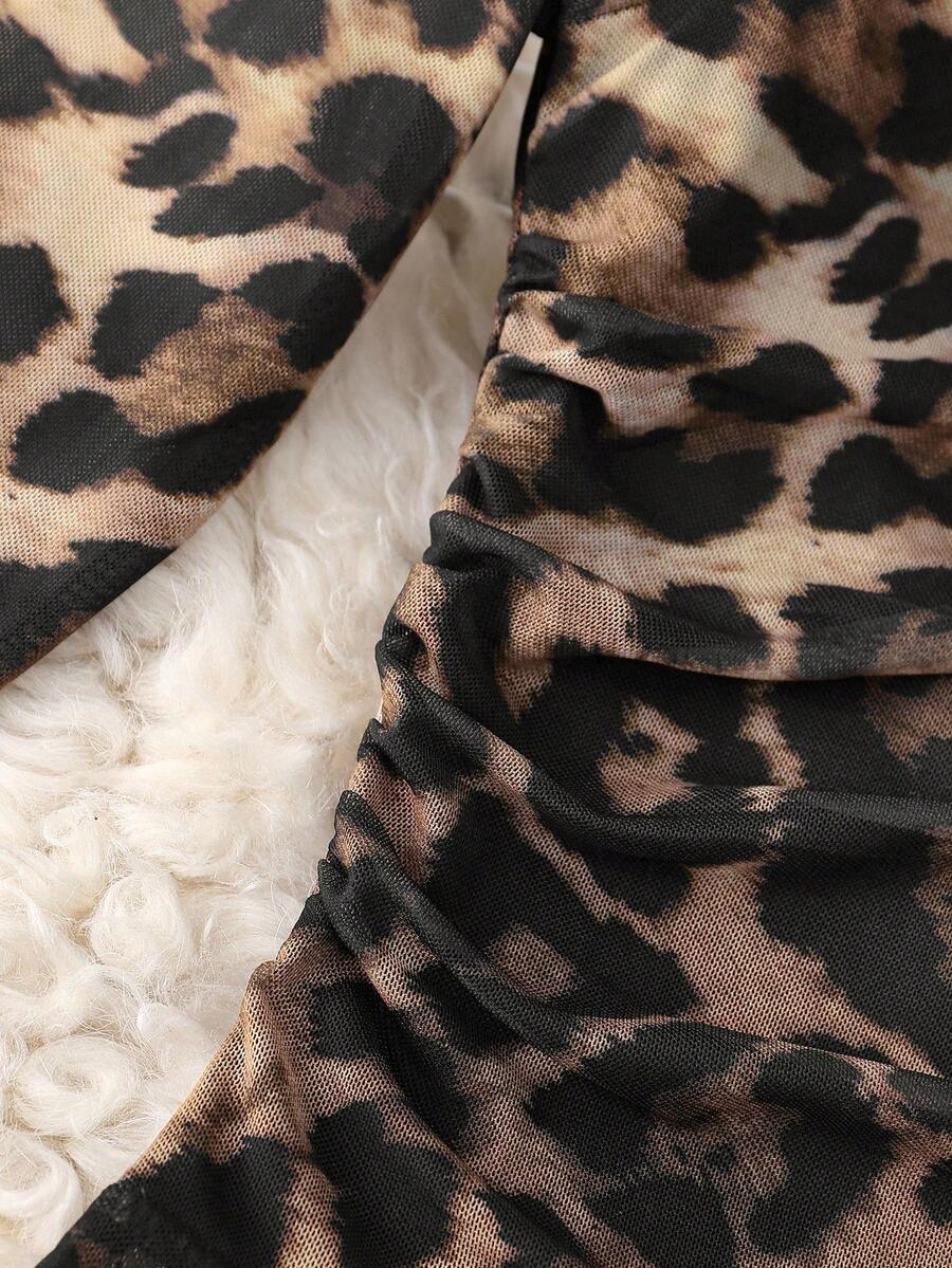 Ženski modni providni mrežasti body sa leopard printom