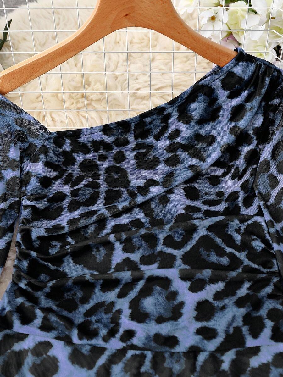 Ženski modni providni mrežasti body sa leopard printom