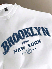 Muška majica kratkih rukava sa grafičkim printom slova Brooklyn & New York