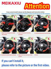 MEIKAXIU 1pc Carbon Fiber Leather Comfortable Car Steering Wheel Cover, Fits 14.5-15 Inch Steering Wheel, Elastic Band, Unisex Car Interior Accessories, Suitable For All Seasons,Car Accessories