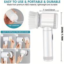 IAGREEA 5-In-1 Rechargeable Electric Cleaning Brush Set With USB Charging, Medium Hardness, Multi-Purpose Handheld Brush Tool Kit For Bathroom, Kitchen, Bedroom, Living Room, Toilet - Includes 5 Brush Heads, 500 Mah