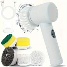 IAGREEA 5-In-1 Rechargeable Electric Cleaning Brush Set With USB Charging, Medium Hardness, Multi-Purpose Handheld Brush Tool Kit For Bathroom, Kitchen, Bedroom, Living Room, Toilet - Includes 5 Brush Heads, 500 Mah