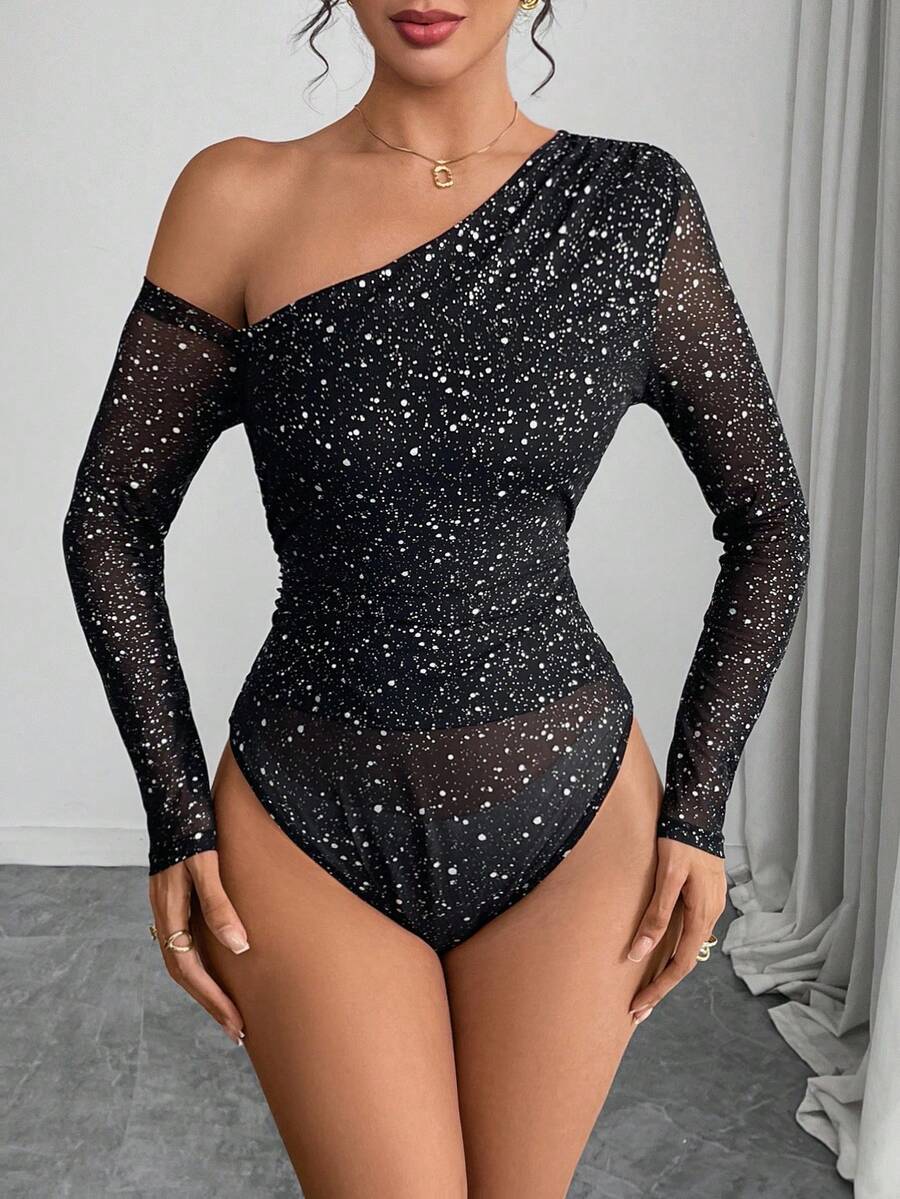 Ženski modni providni mrežasti body sa leopard printom