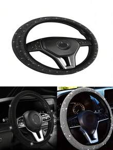 Steering Wheel Cover For Women Men Bling Bling Crystal Diamond Sparkling Car SUV Wheel Protector Universal Fit 15 Inch