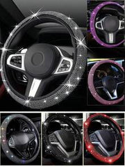 Steering Wheel Cover For Women Men Bling Bling Crystal Diamond Sparkling Car SUV Wheel Protector Universal Fit 15 Inch