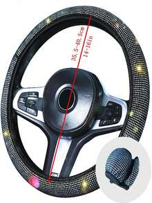 Steering Wheel Cover For Women Men Bling Bling Crystal Diamond Sparkling Car SUV Wheel Protector Universal Fit 15 Inch