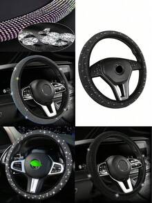 Steering Wheel Cover For Women Men Bling Bling Crystal Diamond Sparkling Car SUV Wheel Protector Universal Fit 15 Inch