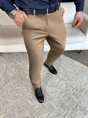 Muške ležerne pantalone za odelo jednobojne, Old Money stil
