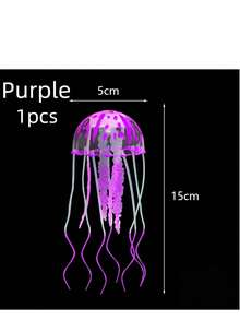 1pc Purple Silicone Artificial Glowing Fluorescent Jellyfish Aquarium Decor, Underwater Plant For Fish Tank, Marine Landscape Ornament (Not Charged)
