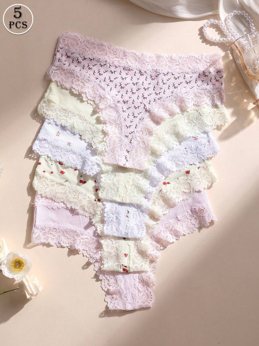5 kom ženskih seksi čipkastih bešavnih gaćica, meke, udobne i prozračne
