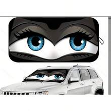1pc Funny Car Windshield Sunshade, UV Protection, Foldable, 210T Blackout, Full Shade, Keeps Your Vehicle Cool, Suitable For Car Front Windshield