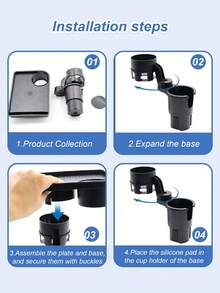 2-In-1 Car Cup Holder Tray - 360° Rotating Table, With Stable Base And Phone Slot, Durable Interior Accessories, Suitable For Sedan, SUV, Truck, Expandable Drink And Snack Storage Rack, Multi-Function Beverage Holder And Mini Office Desk, Car Cup Holder Tray