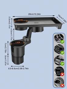 2-In-1 Car Cup Holder Tray - 360° Rotating Table, With Stable Base And Phone Slot, Durable Interior Accessories, Suitable For Sedan, SUV, Truck, Expandable Drink And Snack Storage Rack, Multi-Function Beverage Holder And Mini Office Desk, Car Cup Holder Tray