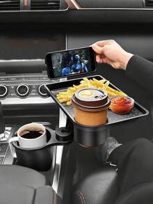 2-In-1 Car Cup Holder Tray - 360° Rotating Table, With Stable Base And Phone Slot, Durable Interior Accessories, Suitable For Sedan, SUV, Truck, Expandable Drink And Snack Storage Rack, Multi-Function Beverage Holder And Mini Office Desk, Car Cup Holder Tray