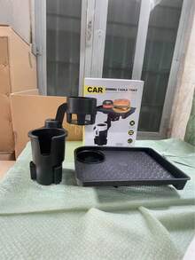 2-In-1 Car Cup Holder Tray - 360° Rotating Table, With Stable Base And Phone Slot, Durable Interior Accessories, Suitable For Sedan, SUV, Truck, Expandable Drink And Snack Storage Rack, Multi-Function Beverage Holder And Mini Office Desk, Car Cup Holder Tray