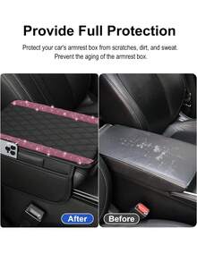1pc Universal Sparkling Diamond Car Armrest Cover - Leather Center Console Protector With 2 Storage Pockets, Fits Most Vehicles