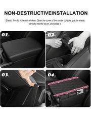 1pc Universal Sparkling Diamond Car Armrest Cover - Leather Center Console Protector With 2 Storage Pockets, Fits Most Vehicles