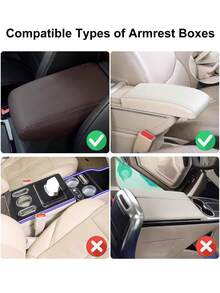 1pc Universal Sparkling Diamond Car Armrest Cover - Leather Center Console Protector With 2 Storage Pockets, Fits Most Vehicles