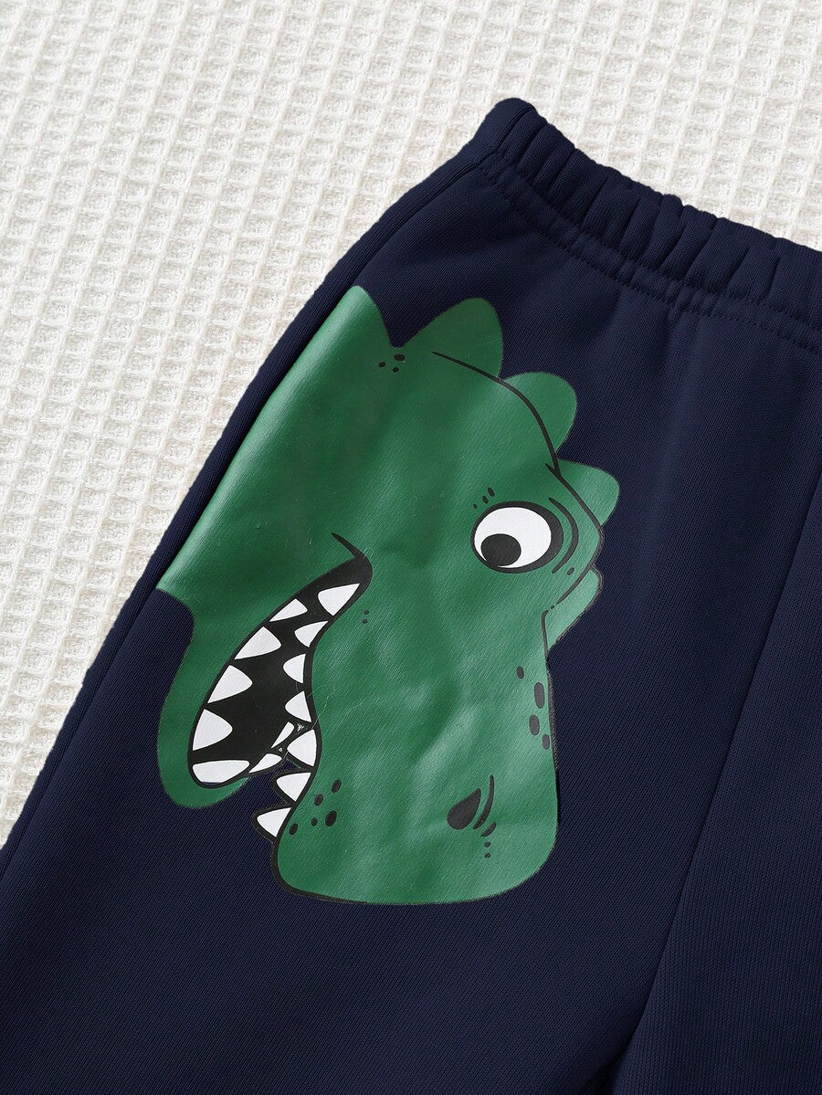Set od 2 komada za bebe dečaka sa crtanom dinosaurus grafikom i kapuljačom