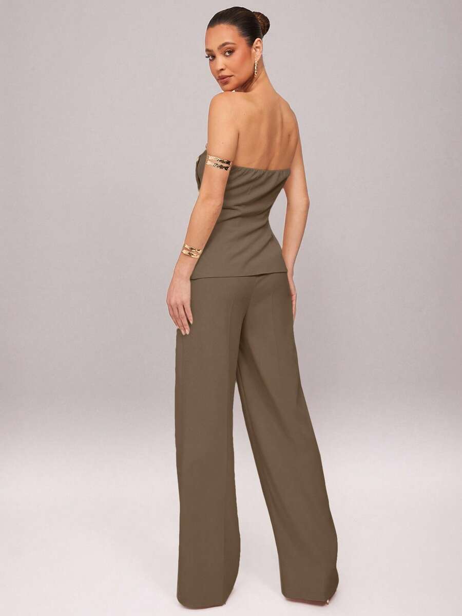 Set  Ženski Asimetrični Bandeau Top i Pantalone