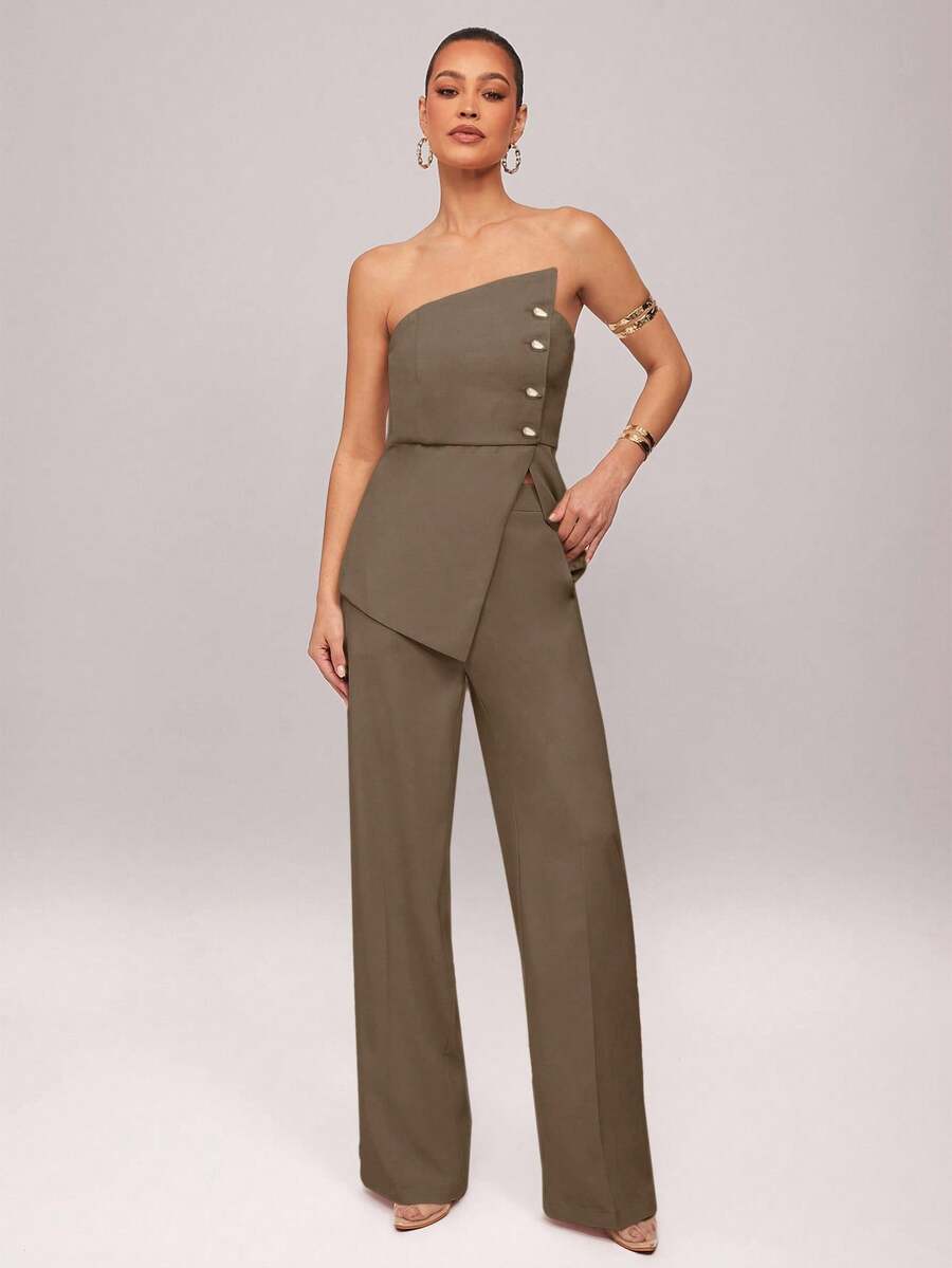 Set  Ženski Asimetrični Bandeau Top i Pantalone
