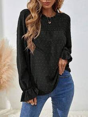 EMERY ROSE Casual Versatile Commute Solid Color Textured Long Sleeve Shirt