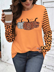 Ženska bluza plus size sa printom srca, okruglim izrezom i dugim rukavima
