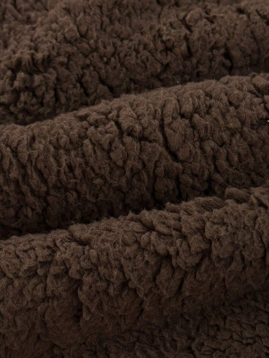 Ženski ležerni duks sa džepovima, dugih rukava, od teddy sherpa materijala