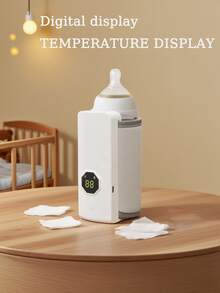 1pc Milk Warmer Coaster, Portable Milk Warmer, 6-Level Digital Temperature Control Milk Bottle Warmer Sleeve, Suitable For Maintaining Or Heating Water/Milk Above 35°C, Constant Temperature Heating USB Powered Leather Material Gift