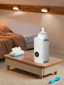 1pc Milk Warmer Coaster, Portable Milk Warmer, 6-Level Digital Temperature Control Milk Bottle Warmer Sleeve, Suitable For Maintaining Or Heating Water/Milk Above 35°C, Constant Temperature Heating USB Powered Leather Material Gift