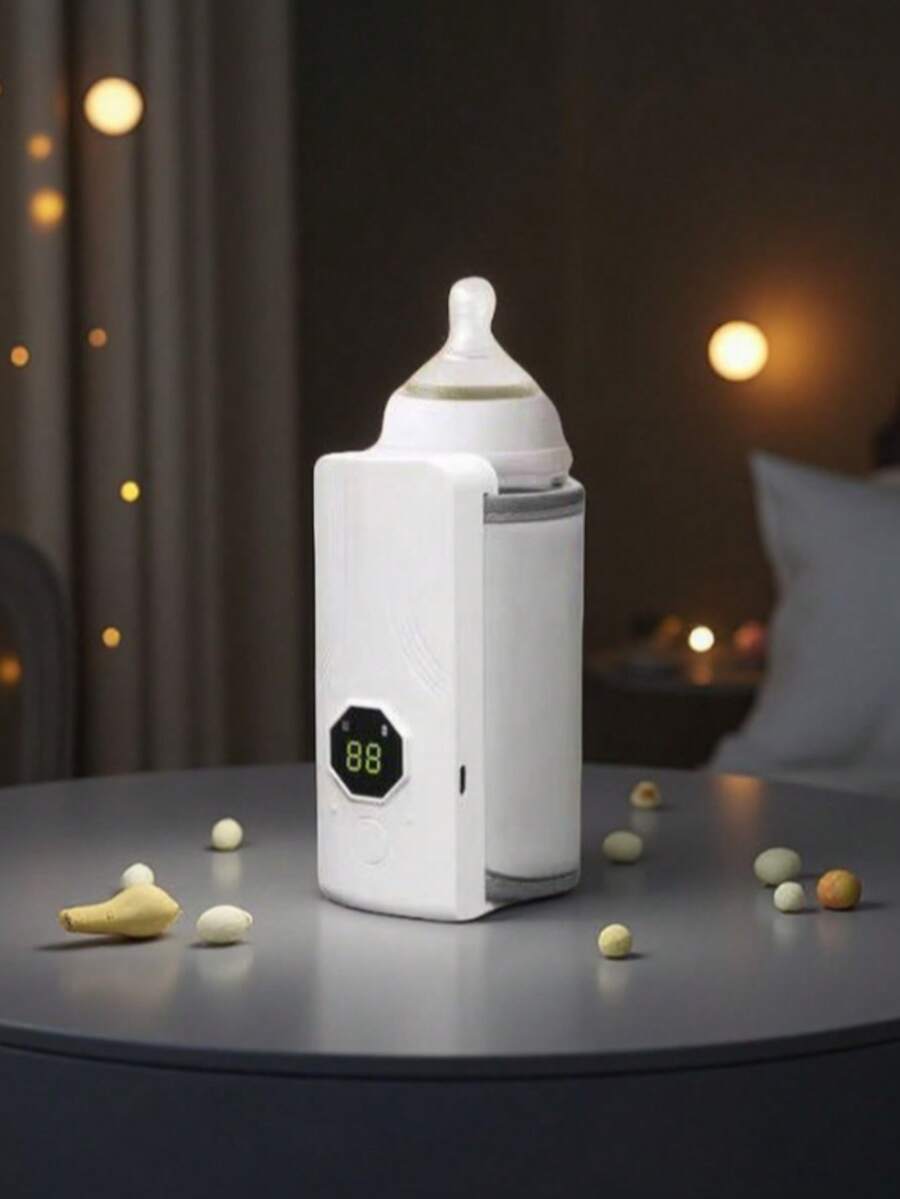 1pc Milk Warmer Coaster, Portable Milk Warmer, 6-Level Digital Temperature Control Milk Bottle Warmer Sleeve, Suitable For Maintaining Or Heating Water/Milk Above 35°C, Constant Temperature Heating USB Powered Leather Material Gift