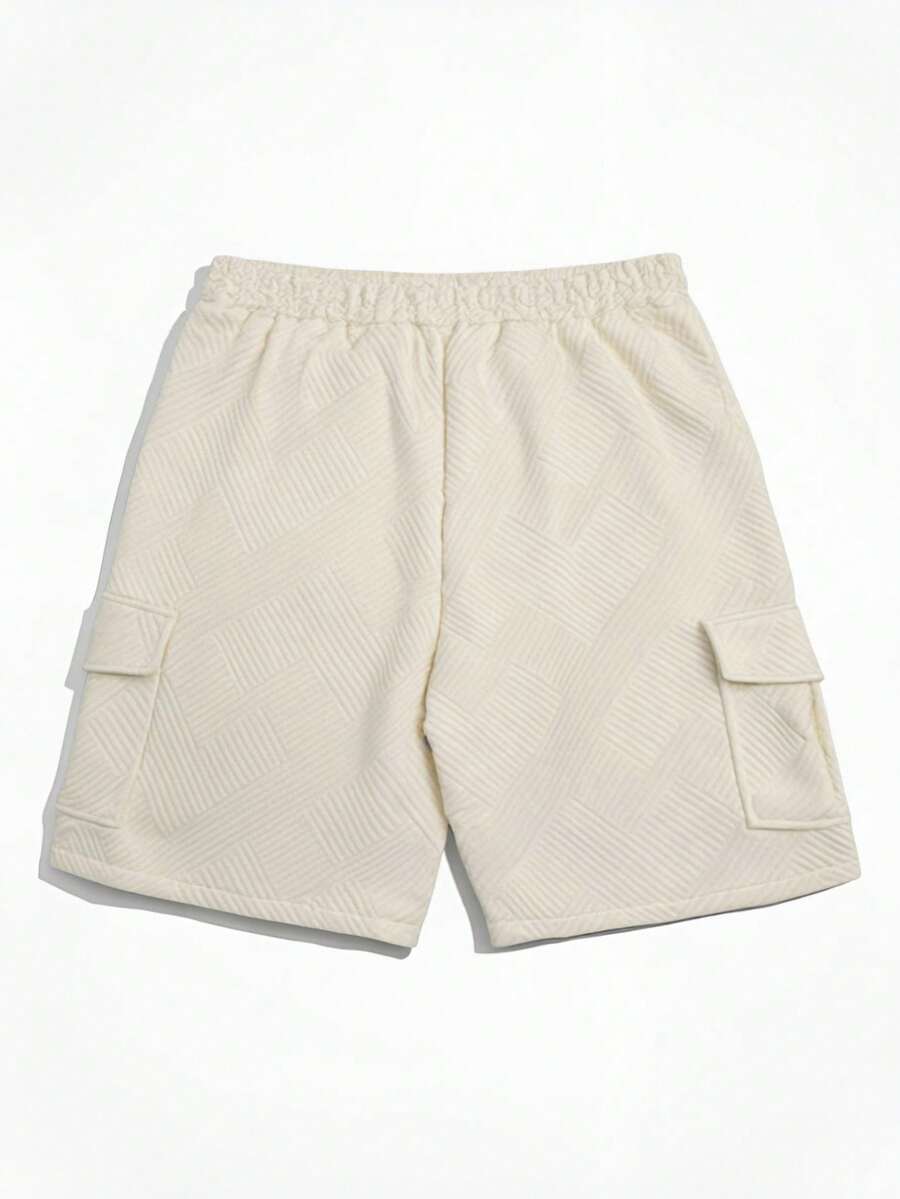 Muške letnje ležerne kratke pantalone sa teksturiranim materijalom i pertlom u struku