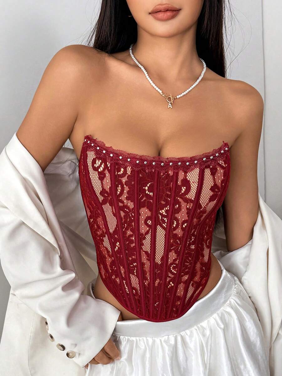 Elegantni korset top sa cvetnim printom