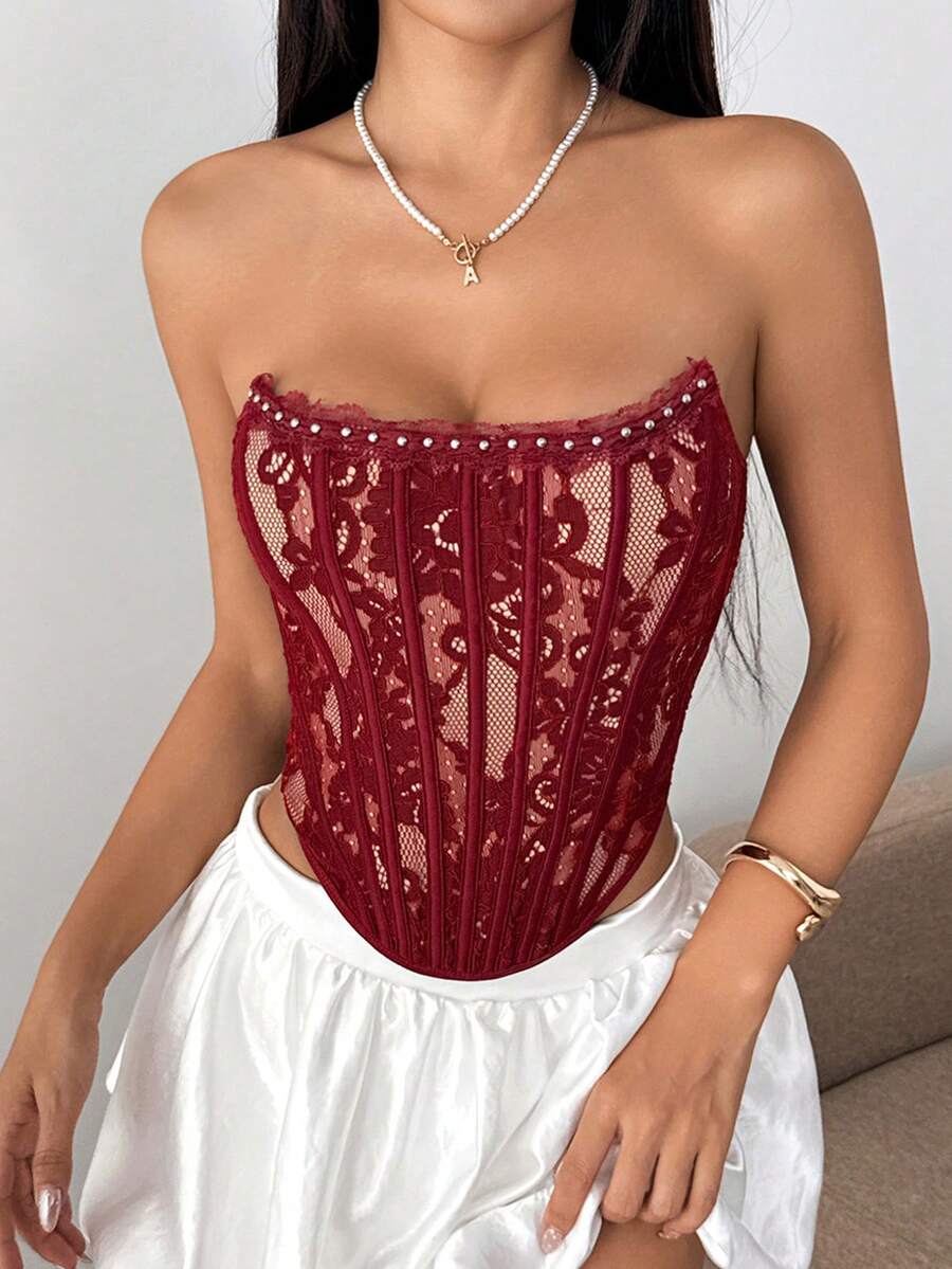 Elegantni korset top sa cvetnim printom