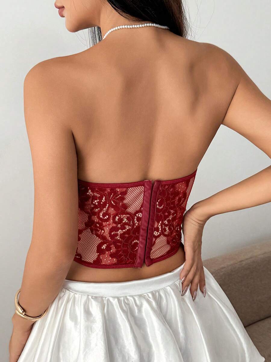 Elegantni korset top sa cvetnim printom