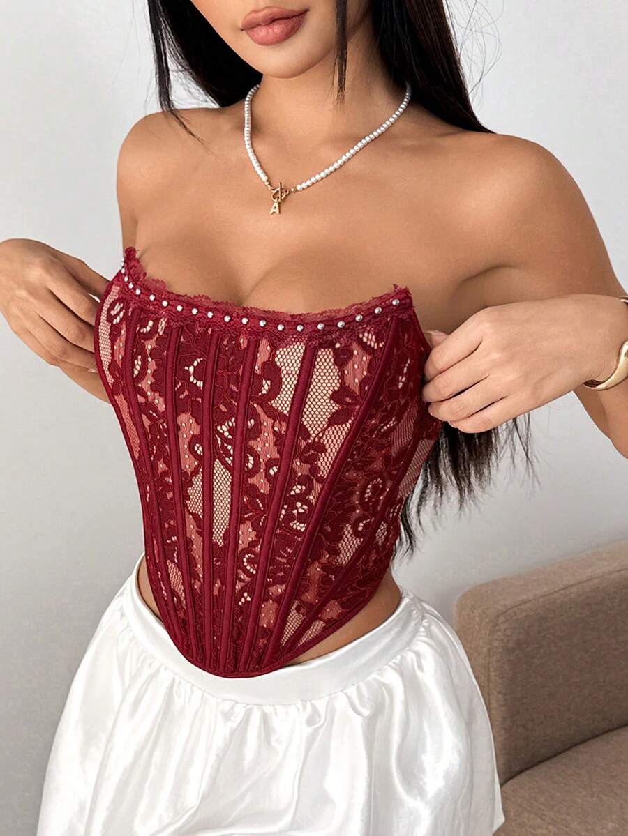 Elegantni korset top sa cvetnim printom