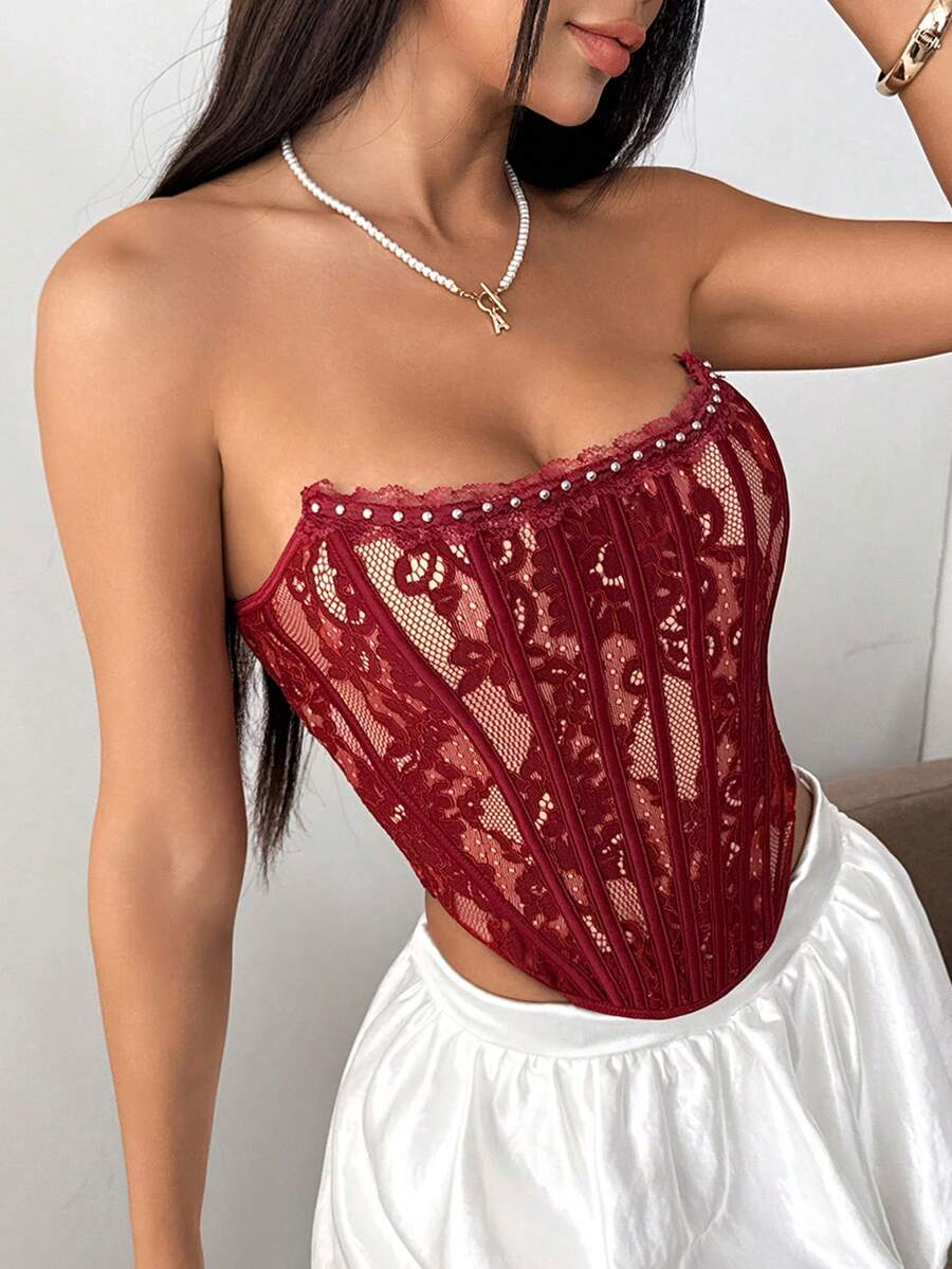 Elegantni korset top sa cvetnim printom