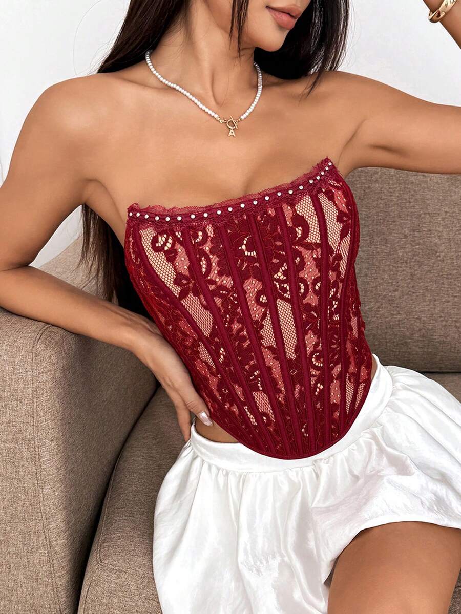 Elegantni korset top sa cvetnim printom