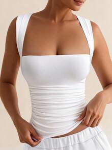 XLLAIS Fashionable Collared White Casual Vacation Fitted Tank Top, Suitable For All Seasons Summer