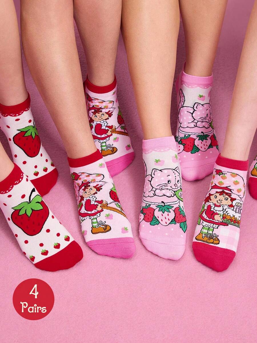 Strawberry Shortcake  4 para mekih i prozračnih ženskih ležernih čarapa